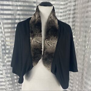 Mark Zunino Black Faux Fur Shrug